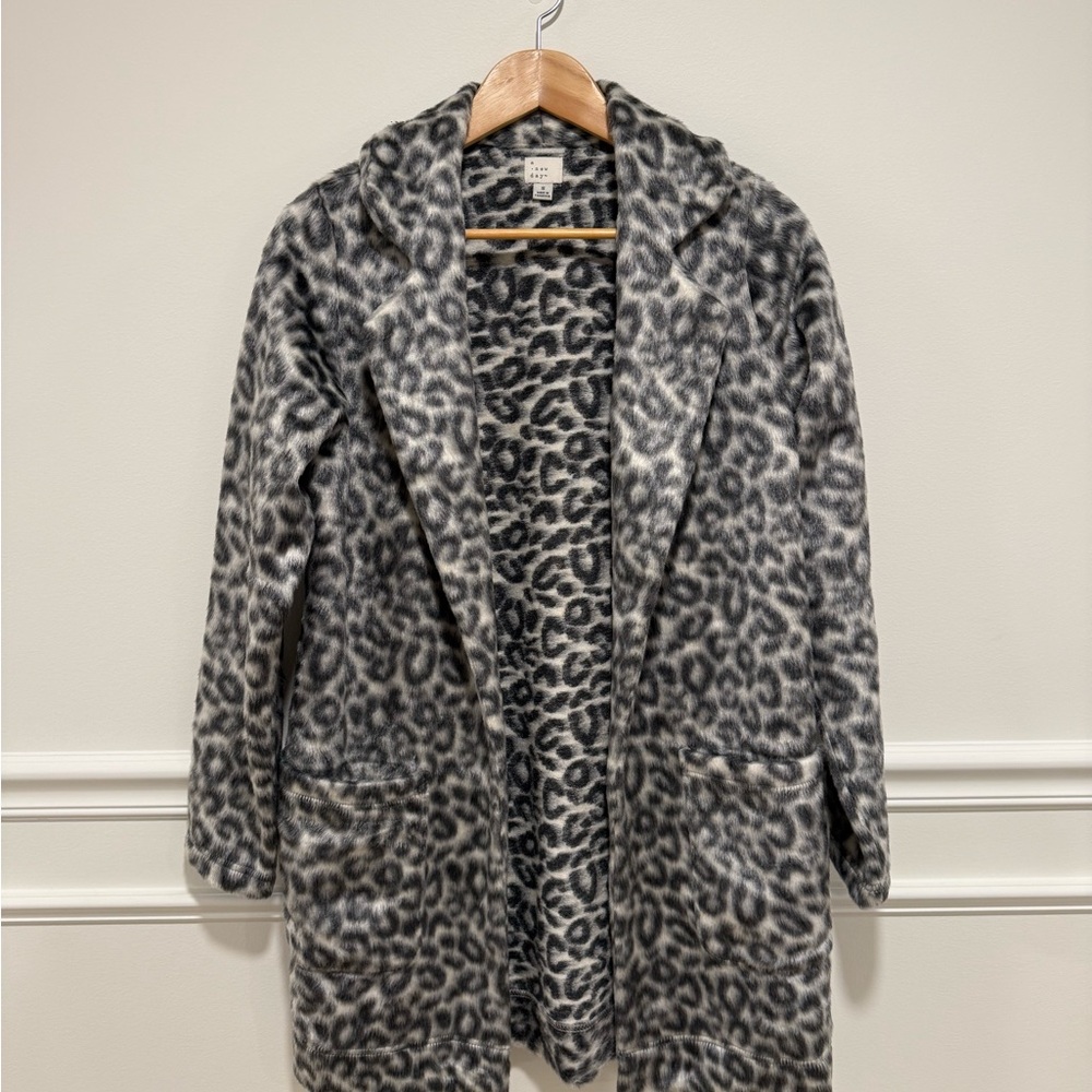 a new day Leopard Print Coat - Black and Gray